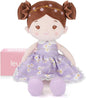 LeyaDoll Soft Baby Doll Toys (16''), My First Baby Rag Doll for 1 Year-Old Girl Birthday Gift, Christmas Plush Toys Gift for Toddler Kids Infants-Daisy-Girl-Light-Purple