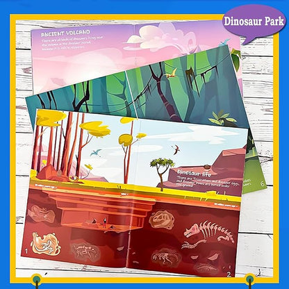 Dinosaur Sticker Book for Kids - 230+ Stickers & 8 Scenes Dinosaur Park - Side by Side Activity Book - Fun Reusable Scenes - Great for Boys & Girls Ages 2-4 4-8