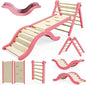 Pikler Triangle Set Climber 5 in 1, Toddler Climbing Toys Indoor Folding with Ramp & Arch & Mat for Montessori Play Gym for Toddlers and Kids (Pink)(105" Wx25 Dx31.5 H)