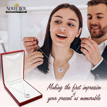 Novel Box Red Jewelry Box for Necklace 4.4x6.25x1.4 Inch - Faux Leatherette Jewelry Display Gift Boxes - Soft Velvet Interior Necklace/Pendant Storage Cases for Proposal Engagement Wedding Birthday