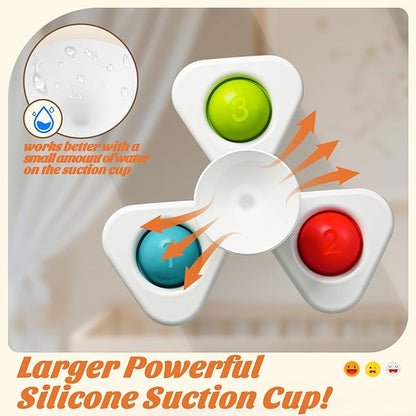 SpringFlower Baby Toys 0-6-12-18 Months,Suction Cup Spinner Toys,Baby Bath Toys for Boy&Girl, Sensory Toys &Travel Table Toy for Toddlers, Birthday Gifts for 1 2 3 Year Old Toddler