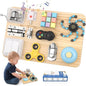 Busy Board for Toddler Kid Early Development, Fidget Sensory Learning Motor Skills Montessori Toy for Age 3 4 5, Busy Pad Fidget Spinner Travel Toy Birthday Gifts Educational Activities for Boy Girl