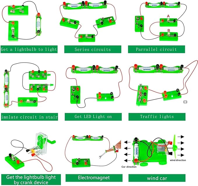 OSOYOO Kids Electricity Science Kit,Hands-on Electricity and Magnetism Experiments for Kids