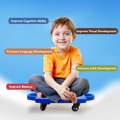 GSE Games & Sports Expert Gym Floor Scooter Board with Handles, Sitting Scooter for Kids Indoor Play Equipment, Fun Scoot Board with Non-Marring Plastic Casters for Children