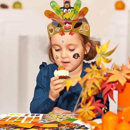 Cinrobiye 24 Set Spring Insect Paper Crown Craft Kit DIY Bug Headbands Hat Craft Summer Springtime Party Favor Supplies for School Home Animal Fun Activity Birthday Party Art Supplies (Thanksgiving)