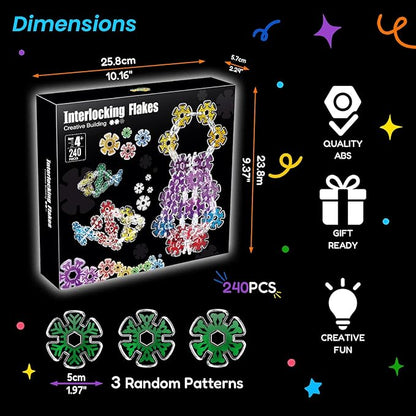 Building Chips of Snowflakes, Translucent Interlocking Discs Toy, Learning Construction Block Toys, 240PCS STEM Brain Development Playset for Girls and Boys Aged 4+