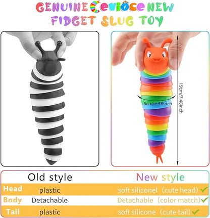 Cevioce Fidget Slug Toy, Sensory Slug Fidget Toys for Kids & Adults, 3 PCS Autism Sensory Toys for Autistic Children Toddlers, Toddler Toys - 3 4 5 6 7 8+ Year Old Girl Boy Birthday Gifts C