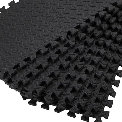 Shihanee Foam Floor Baby Tiles Foam Floor Mats Play Mats Bulk with Borders Interlocking for Kids Baby Playroom Nursery Gym (Black,64ft)