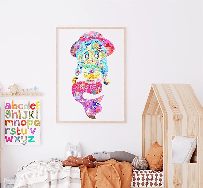 Puzzles for Kids Ages 4-6,4-8,8-10, 70 Piece Mermaid Shaped Kids Puzzles Jigsaw Puzzles Birthday Party Favors Gift for Kid Girls Age 4 6 7 8 Learning Educational