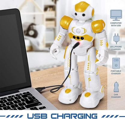 KingsDragon RC Robot Toys for Kids, Gesture & Sensing Programmable Remote Control Smart Robot for Age 3 4 5 6 7 8 Year Old Boys Girls Birthday Gift Present,Yellow