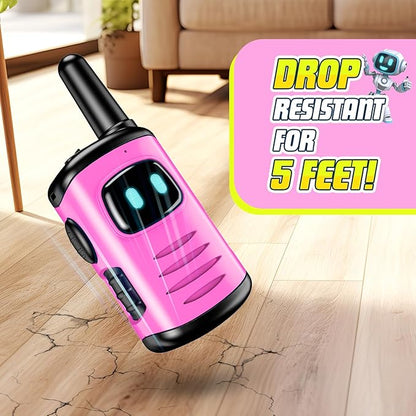 Toys for 3-8 Year Old Girls: comedyfun Mini Robots Walkies Talkies 2 Pack Christmas Birthday Gifts for 3 4 5 6 7 8 Year Old Girls Outdoor Toys Age 5 6 7 8 Girl Stocking Stuffers Camping Hiking