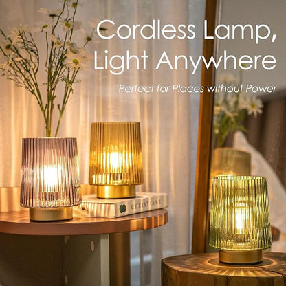Battery Operated Lamp with Remote Control, Cordless Table Lamps for Home Decor, Portable Dimmable Brightness Small Lamp with Timer for Room Decorative Corner Bedroom (Golden Amber)