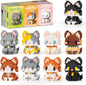 HIGH GODO Cat Building Set, Mini Cat Party Favors for Kids, 9 Pack Small Cats Toys Figurines, Animal Goodie Bag Stuffers, Gifts for Adults Kids Boys Girls Age 8+