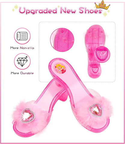 Jeowoqao Dress up Shoes Princess Dresses for Girls, Little Girls Princess Dress up Clothes Set 1pc TuTu Skirt with 3ps Skirt Veils, Play Toys for Girls Age 3 4 5 6 Years Birthday Gift