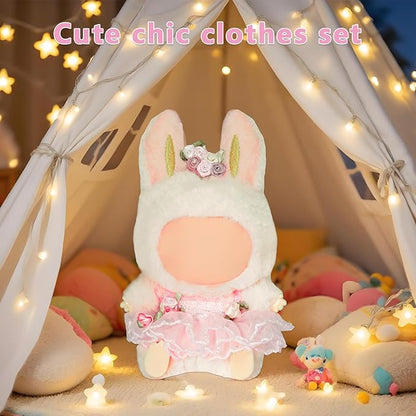 17cm Doll Clothes - Princess Dress with Velvet Hair Bow, Party Outfits for Plush/Blind Box, Luxury Chic Style Set, High-End Fashion Accessories (Wedding Dress)