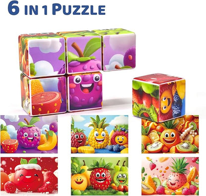 Magnetic Blocks for Toddlers, 1.65 inch Large Building Blocks Tiles, Funny Simle Fruits Puzzle Game, Sensory Montessori STEM Travel Toys for Boys and Girls Ages 3-5 4-8