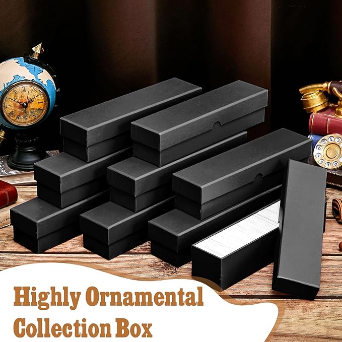 Teling 4 Pcs Coin Storage Box 2x2inch Flip Holders Collectors Coin Supplies Holders for Cents Collection Cardboard (Black)