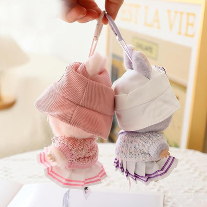 17cm Doll Clothes Set, 5 Pieces Dress Outfit Set for 6.7inch Doll Suit, Fashion Chic Hat & Clothes Accessories for 1st/2nd/3rd Gen Dolls Play & Display Pink