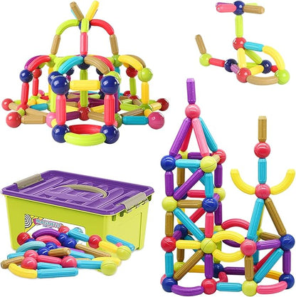 88 Piece Magnetic Balls and Rods Set,Magnetic Building Toys Colorful DIY STEM Building Blocks Sticks for Ages 3+ Year Old Children Boy Girl Educational Construction Toy