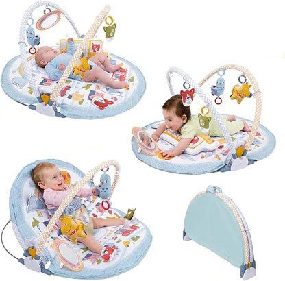 Yookidoo Baby Gym Urban Lay to Sit-Up Playmat. 3-in-1 Newborns Activity Center with Tummy Time Toys, Pillow & Infant Miror. 0-12 Month