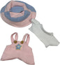 Doll Clothes for 17cm Figures,Cute Pink Overalls with Bucket Hat