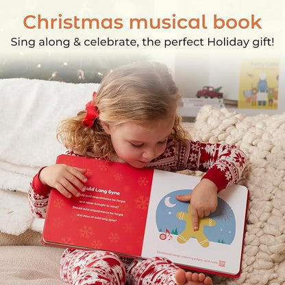 Cali's Books Jingle Bells USB-C Rechargeable Christmas Musical Book - Toddler Interactive Christmas Books for Kids and Babies - Sound Books for Toddlers 1-3 - Baby