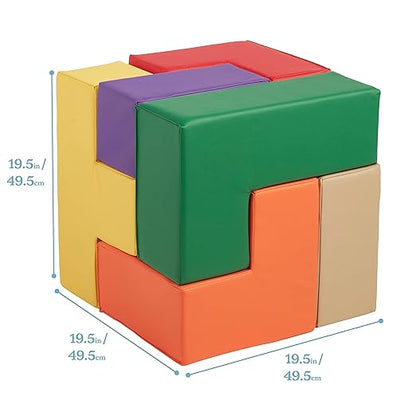 ECR4Kids SoftZone Brainy Building Blocks, Foam Puzzle, Assorted, 7-Piece