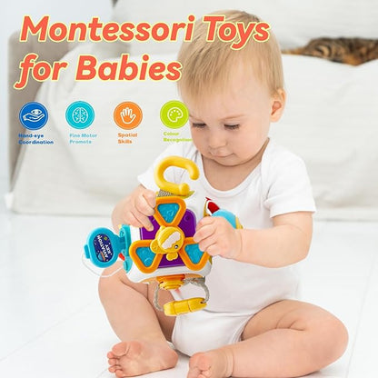 Busy Cube for Toddlers 2-3, Montessori Sensory Activities Busy Board Baby Gifts Infant Boys Girls Travel Toys Educational Learning