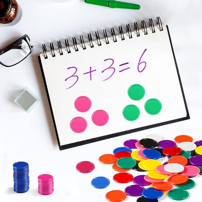 Coopay 2000 Pieces 1 Inch Bingo Chips Bulk, 10 Colors Bingo Markers for Math Practice, Plastic Learning Counters Disks Counting Discs, Poker Chips Game Tokens Kids Reward