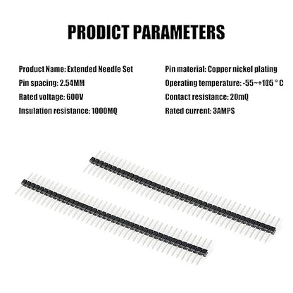 20Pcs Long Pins 40 Pin Breakaway Headers 0.1" 2.54mm Equal Length Long Centered 6.25mm on Both Sides 15mm in Total Connectors & Adapters