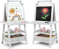 Costzon Kids Art Easel, 3 in 1 Double-Sided Painting Easel w/Magnetic Whiteboard, Chalkboard & Paper Roll, 2-Tier Storage Rack & 2 Boxes, Standing Easel for Kids, Toddlers, Gift for Boys, Girls