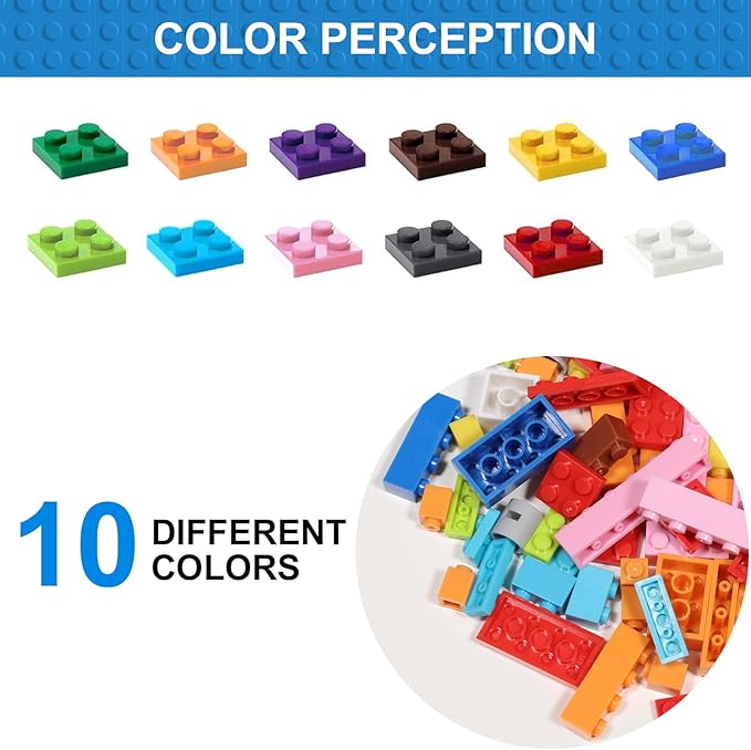 1000 Pieces Building Bricks, Classic Building Bulk Block for Kids with 12pcs Wheels Accessories, Windows, Doors, 2 Packs Studs Sticky Plate, Compatible with All Major Brands, Gfits for Kids