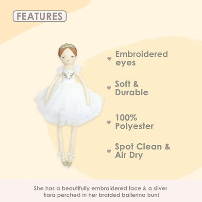 MON AMI Natalia The Prima Ballerina Stuffed Doll – 22”, Plush Ballerina Doll for Girls, Use as Toy or Room Decor, for Kids of All Ages