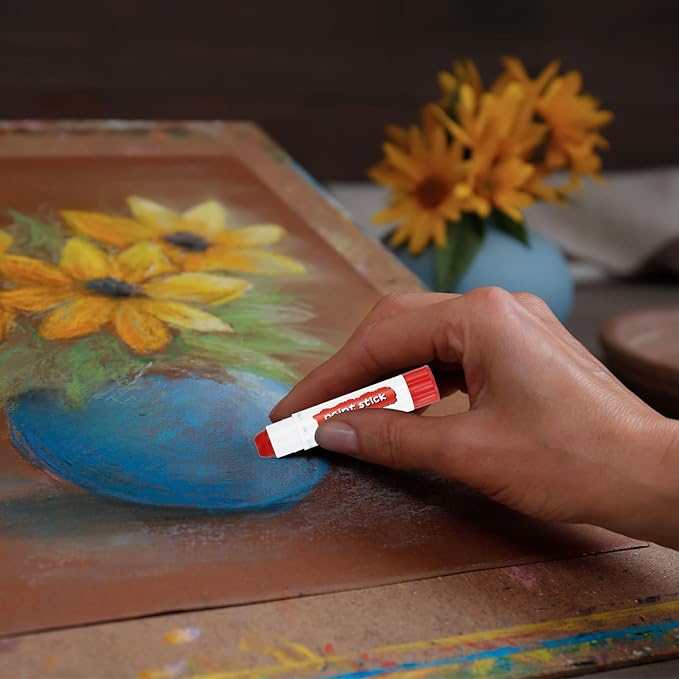 PATIKIL Tempera Paint Sticks, 6 Pcs Solid Tempera Paints Sticks Washable Bulk Markers Pen Quick Drying for Artists Beginners Art Supplies, Sky Blue