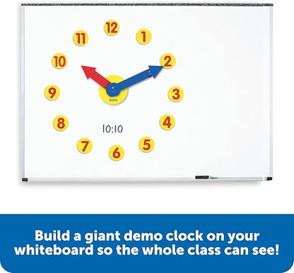 Learning Resources Magnetic Time Activity Set, Homeschool, Time Telling, Basic Math Skills, Giant Demo Clock, Whiteboard Accessories, Grades K+, Ages 5+