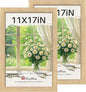 11x17 Picture Frame 2 Pack, Natural Oak Wood, Wall Gallery Poster Frame