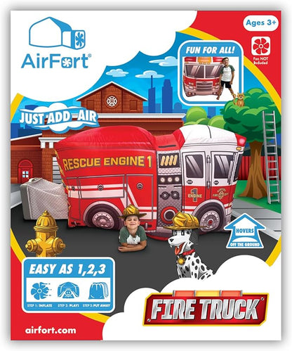 The Original Patented AirFort - Build A Fort in 30 Seconds, Inflatable Fort for Kids, Play Tent for 3-14 Years, A Playhouse Where Imagination Runs Wild, Fan not Included (Firetruck)
