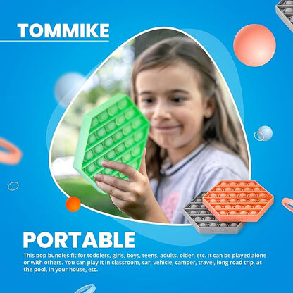 TOMMIKE Hexagon Push Pop Fidget Toy Bubble Sensory for Anxiety & Stress Relief Special Needs Autism Learning Office School Game Crafts Kids Adults (Cerulean)