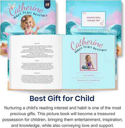 Personalized Mermaid Adventure Book – Magic Pearl Necklace | Custom Name & Photo Children's Story Book | ELFINK (Softcover)