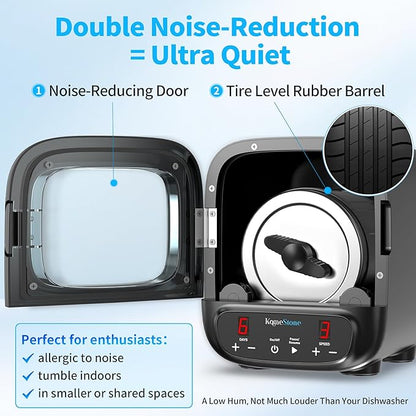 K2 Elite Professional Rock Tumbler Kit, Ultra Quiet & Cutting Edge Brushless Motor Rock Polisher for Adults & Rock Collector, Noise-Reduction, Extra Large 3 Lbs Barrel, STEM Gift for All Age