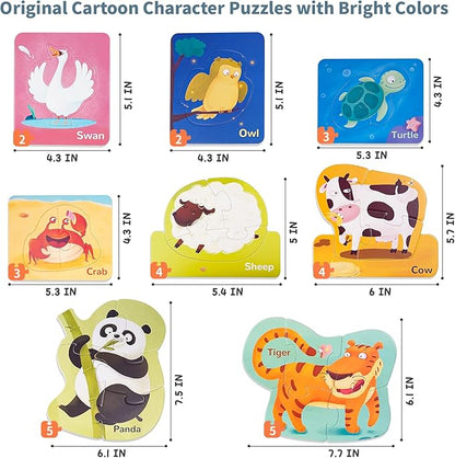 TOI Leveled Puzzles for Kids Aged 2 and Up, Toddler Puzzle Preschool Learning Jigsaw Puzzles, Large Pieces Educational Game for Boys Girls, Classic Education Step 1