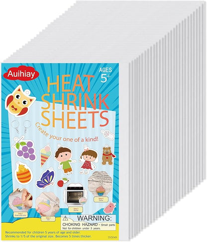 Auihiay 10 Pieces Shrink Plastic Sheets, Shrink Films Papers, Shrinky Art for Creative Handicrafts, Halloween and Christmas Ornaments (7.9 X 5.7 inch)