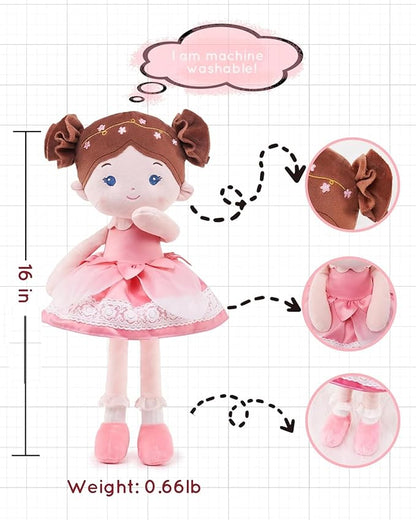 LeyaDoll Soft Baby Doll Toys (16''), My First Baby Rag Doll for 1 Year-Old Girl Birthday Gift, Christmas Plush Toys Gift for Toddler Kids Infants-Blossom-Fairy