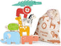 Mentari Toys - Happy Stacking Safari - 7pc Wooden Stacking Toy for Toddlers - Colorful Safari Balancing Activity Toy with Bag - Boost Fine Motor Skills and Dexterity - Educational Toy - Age 18m+