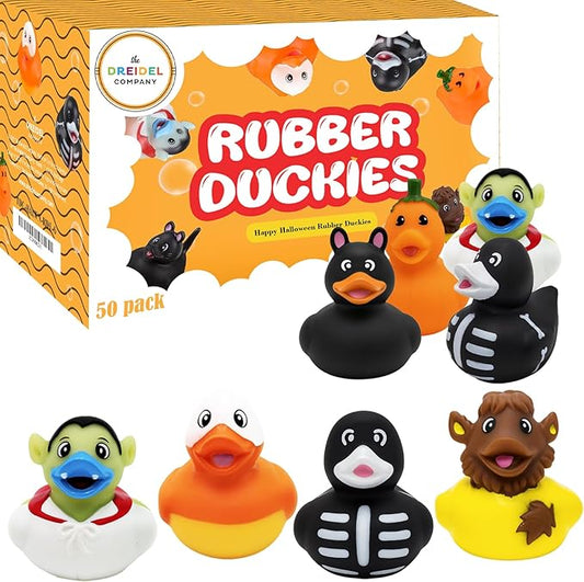 Halloween Rubber Duck Toy Duckies for Kids, Fun Bath Birthday Gifts Baby Showers Summer Beach and Pool Activity, 2" (50-Pack)