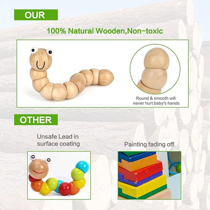 Kids Musical Instruments,100% Natural Wooden Music Percussion Toy Sets, 23 Pcs Tambourine Xylophone Toys for Kids, Girls Boys Preschool Education Early Learning Musical Toys with Bags