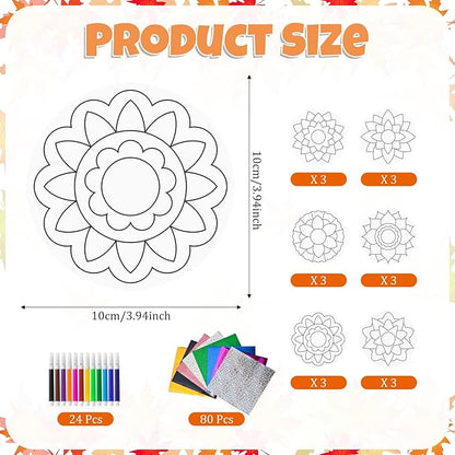 Cinrobiye 24 Pcs Happy Diwali Craft Kits Diwali Party Favors Ramadan Foil Art Mandala Coloring Craft Festival of Lights Deepavali Paint Craft for Indian Temple Sunday Classroom Activity Supplies