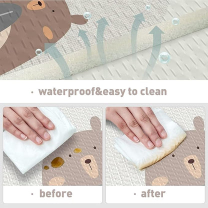 UANLAUO Foldable Baby Play Mat, Extra Large Waterproof Activity Playmats for Babies,Toddlers, Infants, Play & Tummy Time, Foam Baby Mat for Floor with Travel Bag (Triangle(71x59x0.4inch))