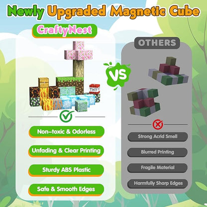 150 PCS Magnetic Blocks, Magnetic Tiles Building Blocks, Magnet Cubes Toddler Kids Toys, Sensory STEM Toys for 3-5 4-6 5-7 6-8 Year Old Boys Girls Christmas Birthday Gifts