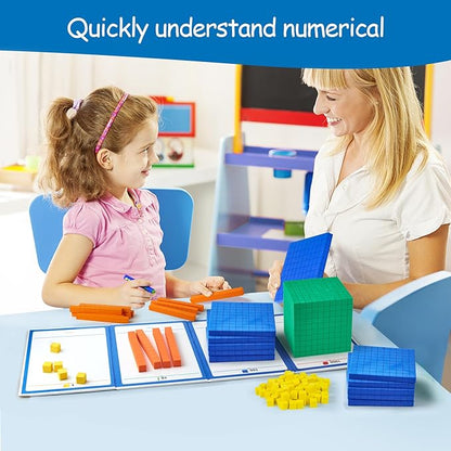 Foam Base Ten Blocks for Place Value, Early Counting, Manipulatives, Counters, Cubes - Kids Math Learning Tool